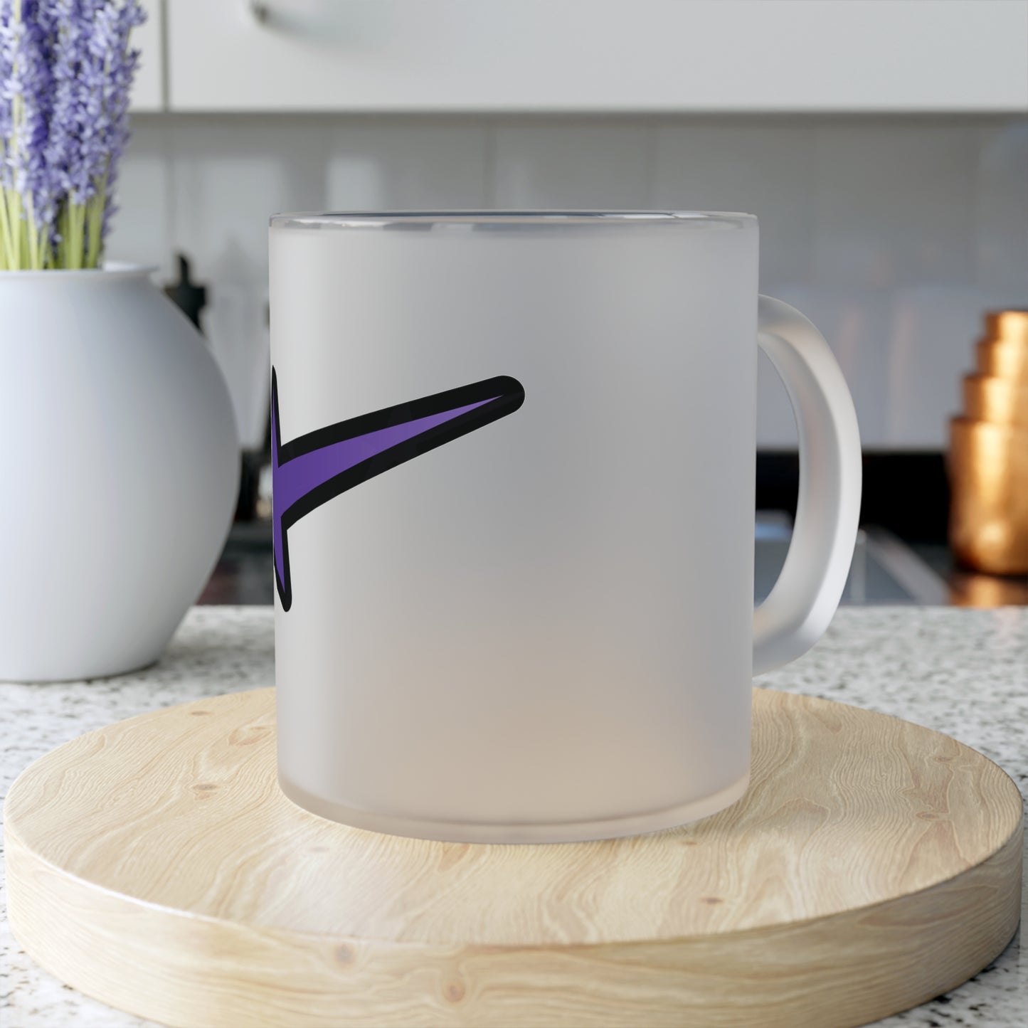 Purple Bling Star Frosted Glass Mug, 11 oz
