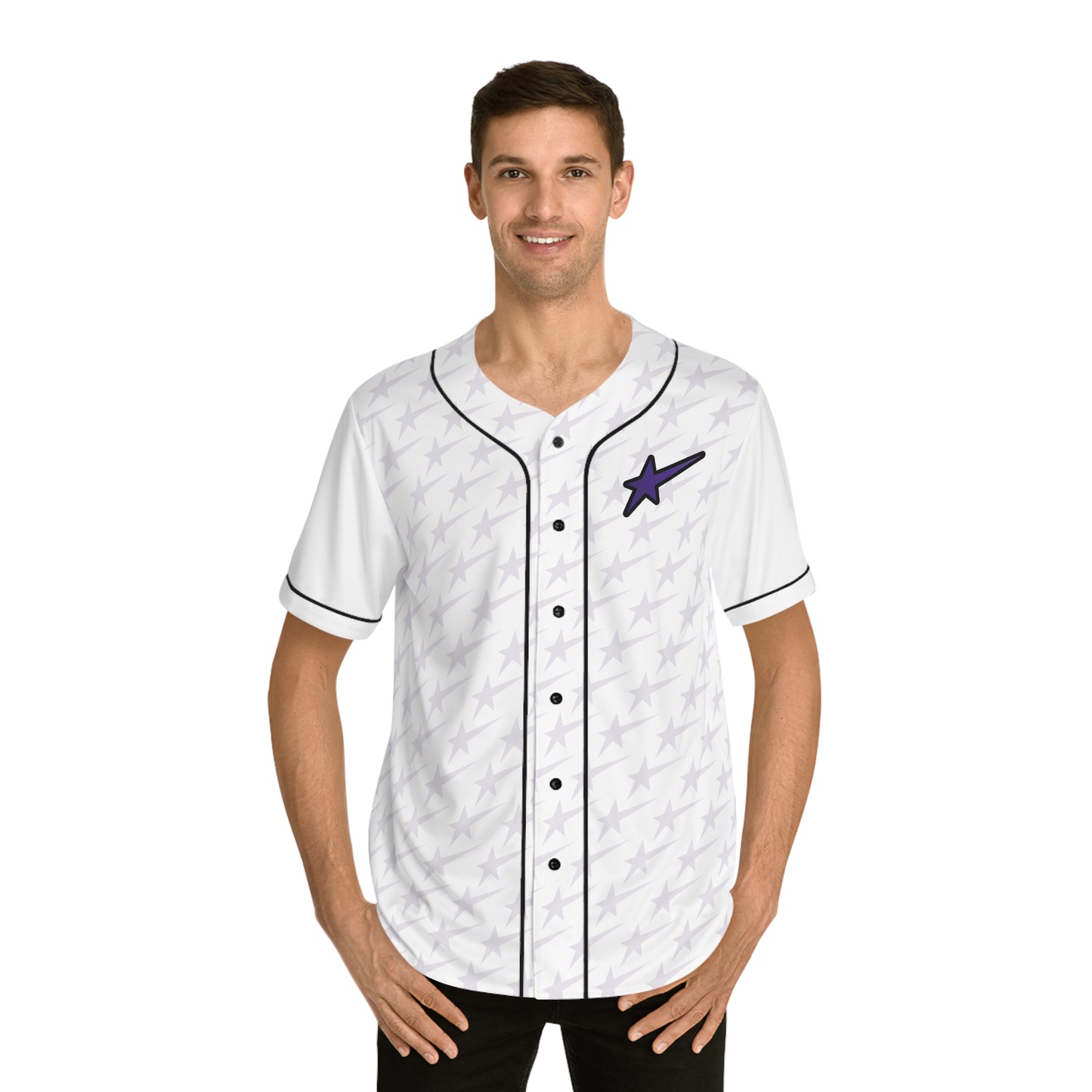 Men's Bling Star Baseball Jersey - White