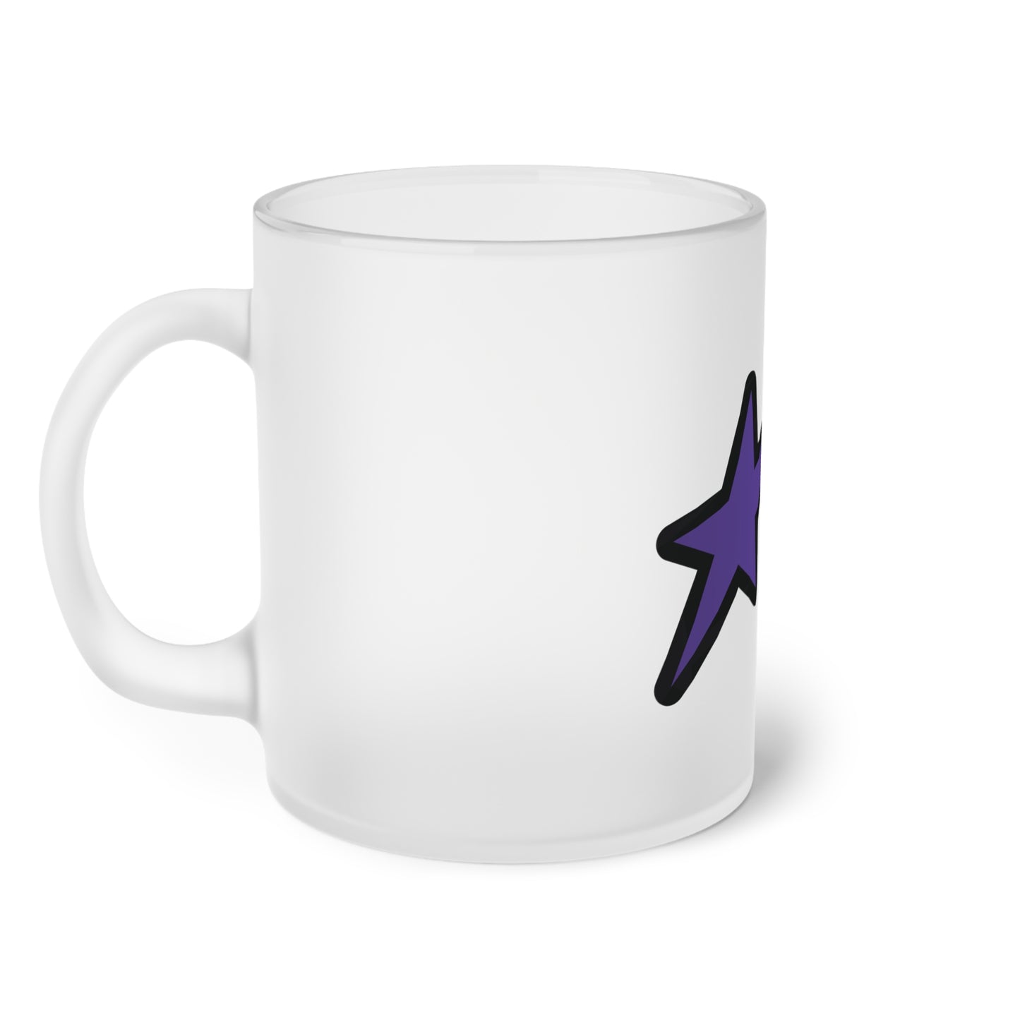 Purple Bling Star Frosted Glass Mug, 11 oz