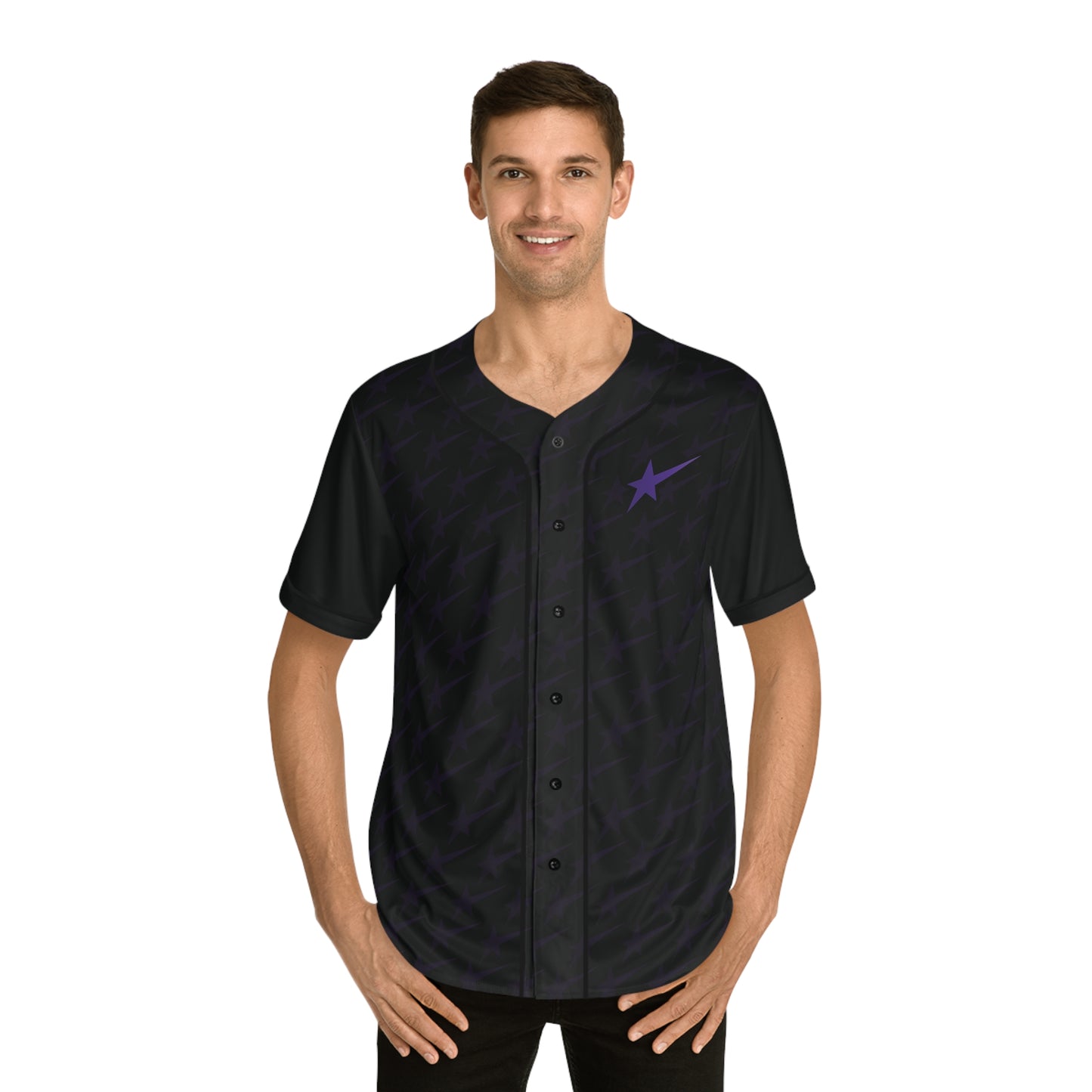 Men's Bling Star Baseball Jersey - Black