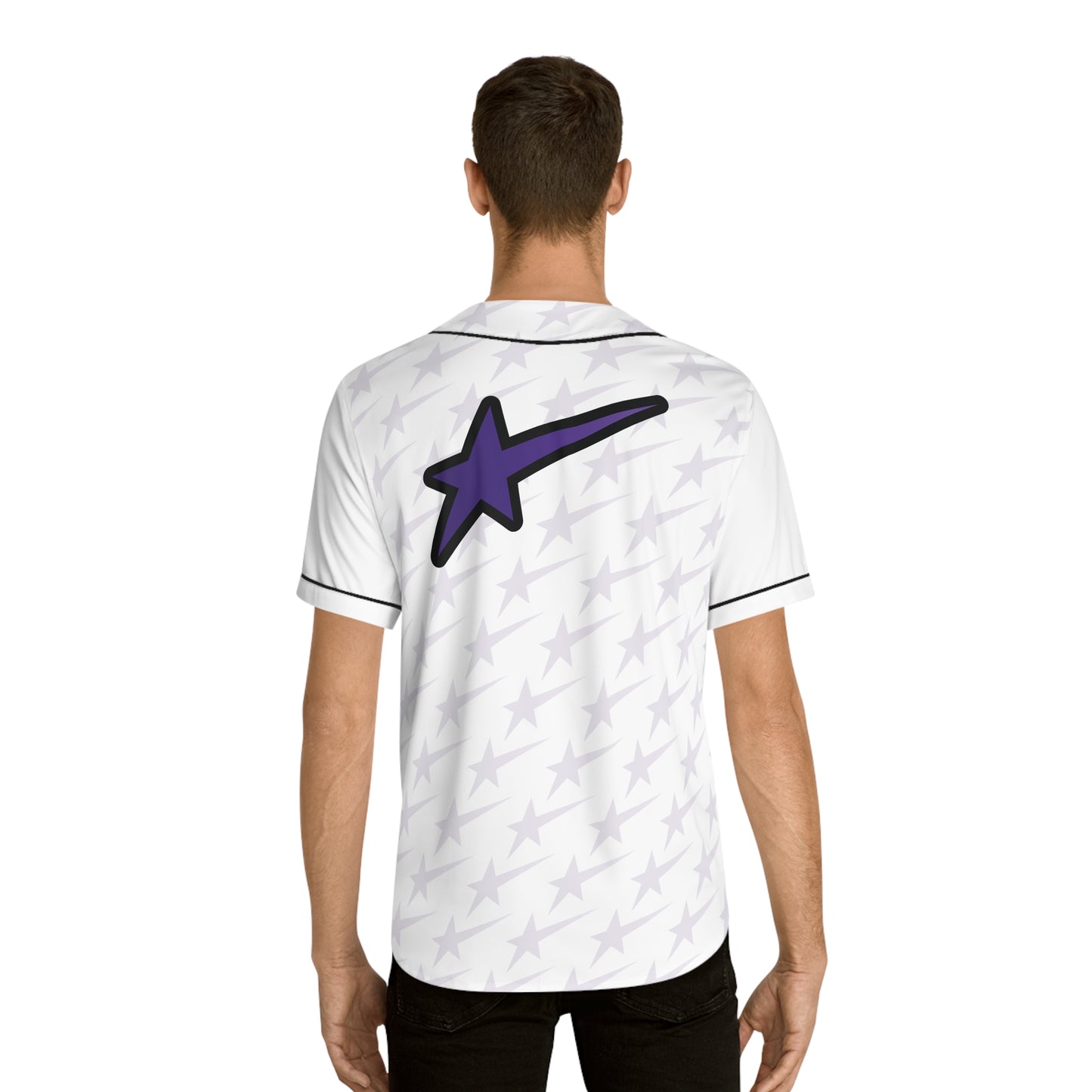 Men's Bling Star Baseball Jersey - White